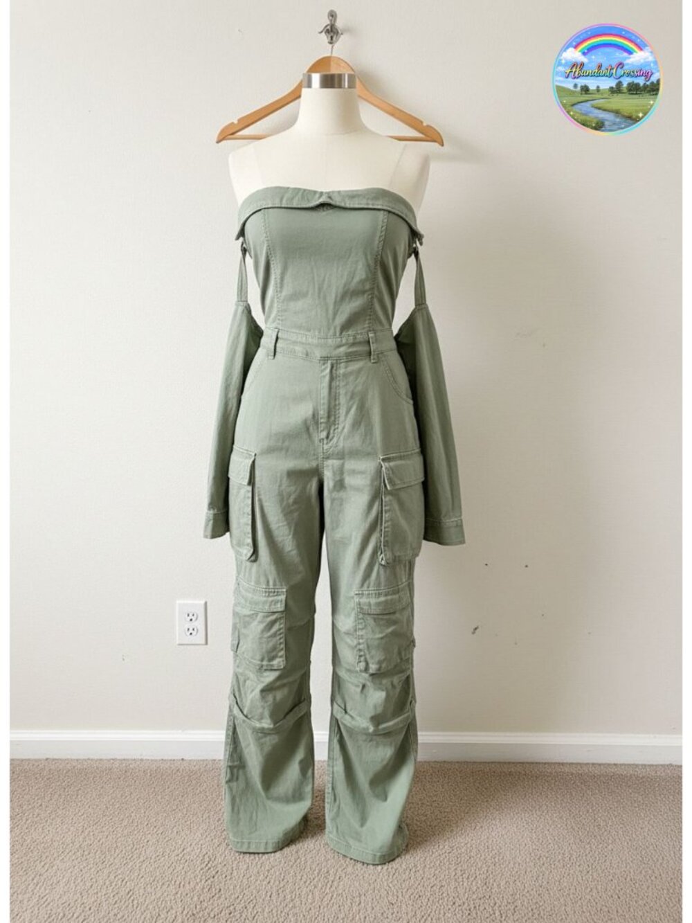 Women's Loose Fit Wide Leg Sleeveless Denim Cargo Jumpsuit with Pockets